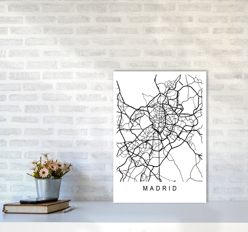 Madrid Map Art Print by Pixy Paper A2 Black Frame
