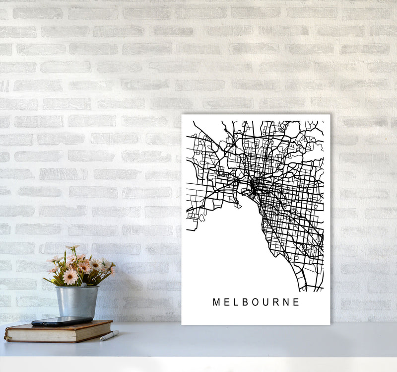 Melbourne Map Art Print by Pixy Paper A2 Black Frame