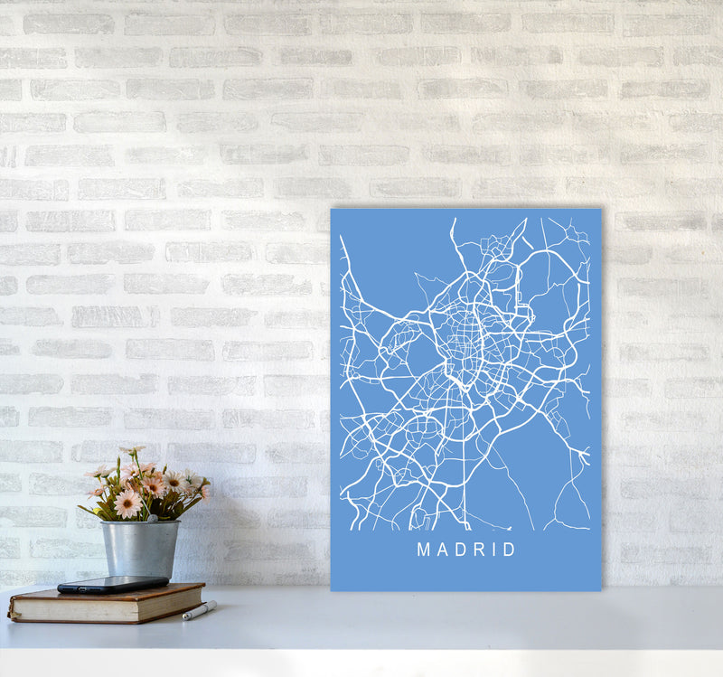 Madrid Map Blueprint Art Print by Pixy Paper A2 Black Frame