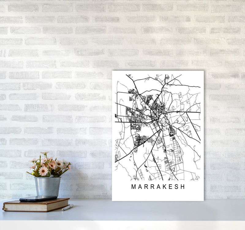 Marrakesh Map Art Print by Pixy Paper A2 Black Frame