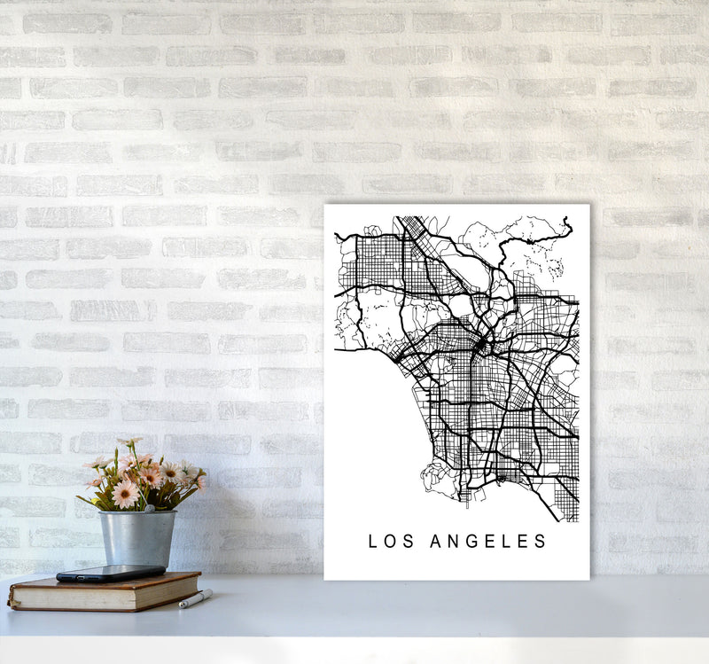 Los Angeles Map Art Print by Pixy Paper A2 Black Frame