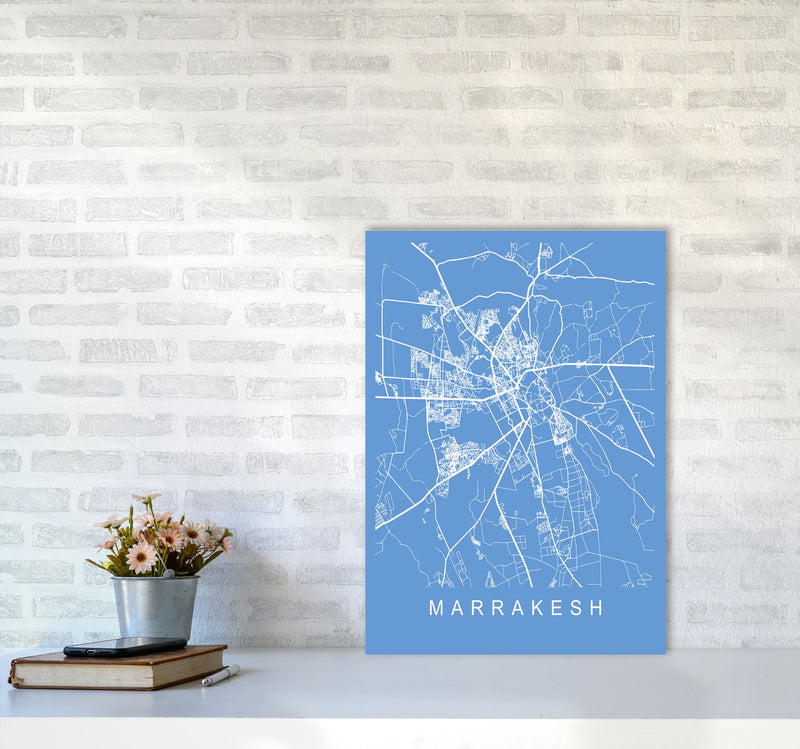 Marrakesh Map Blueprint Art Print by Pixy Paper A2 Black Frame