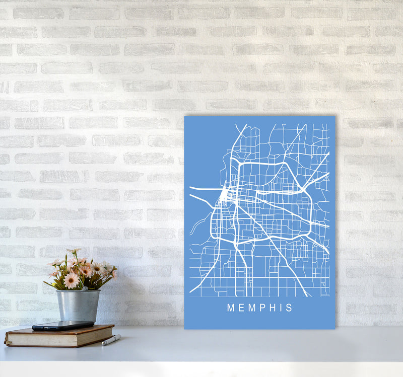 Memphis Map Blueprint Art Print by Pixy Paper A2 Black Frame