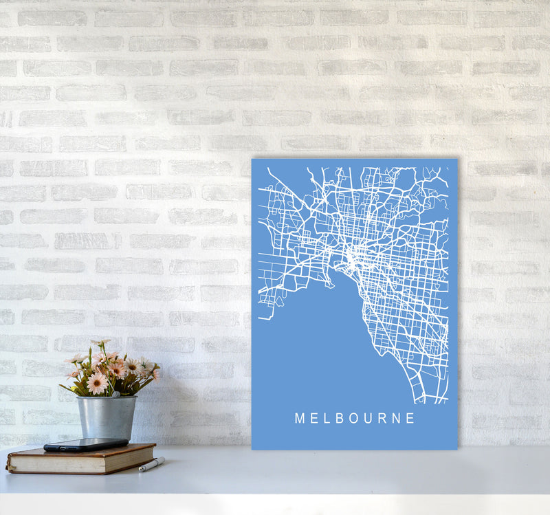 Melbourne Map Blueprint Art Print by Pixy Paper A2 Black Frame