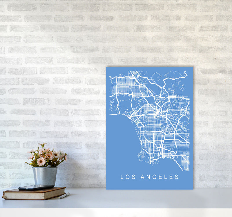Los Angeles Map Blueprint Art Print by Pixy Paper A2 Black Frame