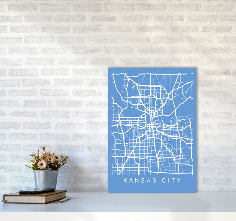 Kansas Map Blueprint Art Print by Pixy Paper A2 Black Frame