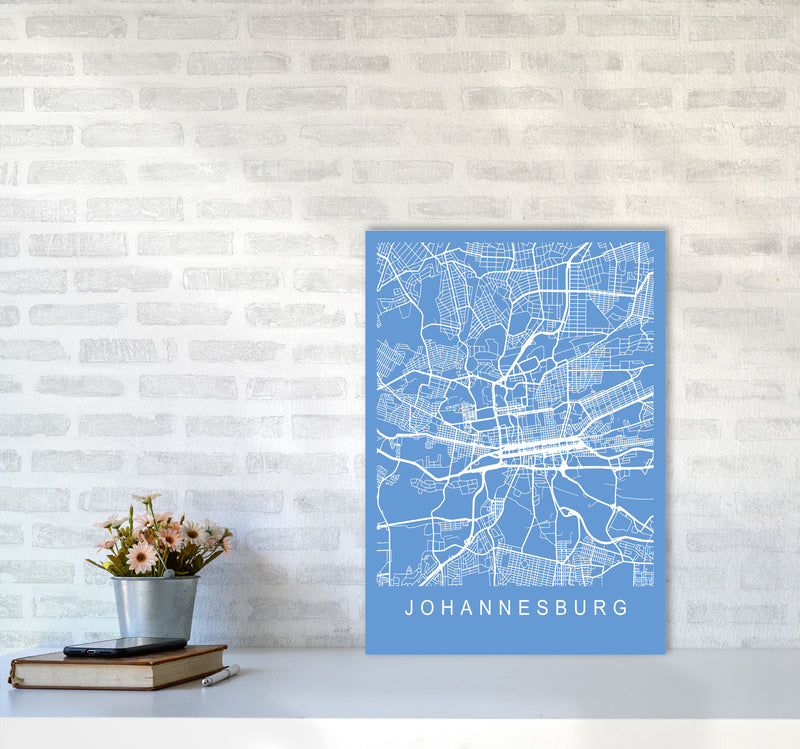 Johannesburg Map Blueprint Art Print by Pixy Paper A2 Black Frame