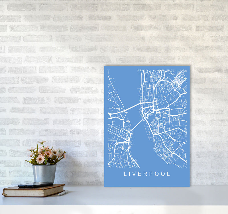 Liverpool Map Blueprint Art Print by Pixy Paper A2 Black Frame