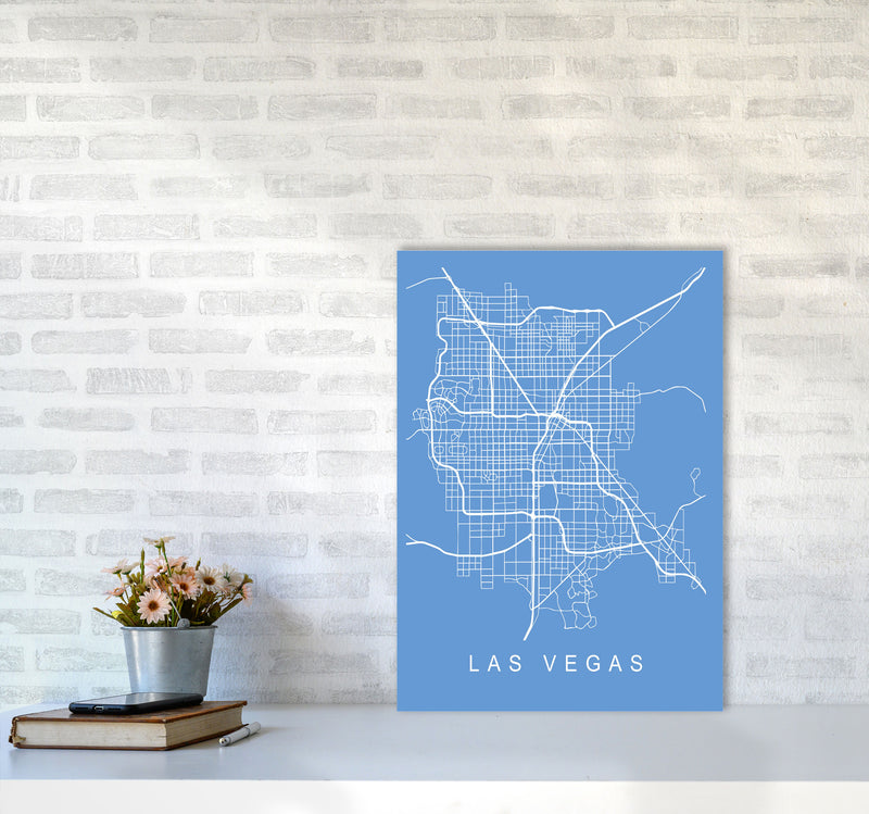 Las Vegas Map Blueprint Art Print by Pixy Paper A2 Black Frame