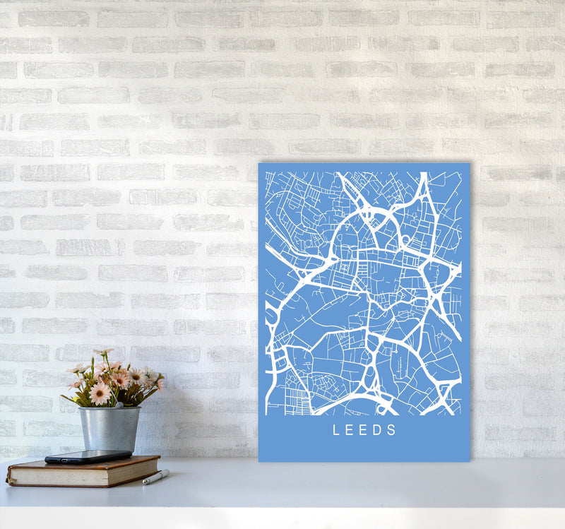 Leeds Map Blueprint Art Print by Pixy Paper A2 Black Frame
