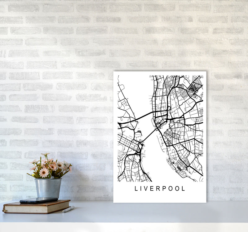 Liverpool Map Art Print by Pixy Paper A2 Black Frame