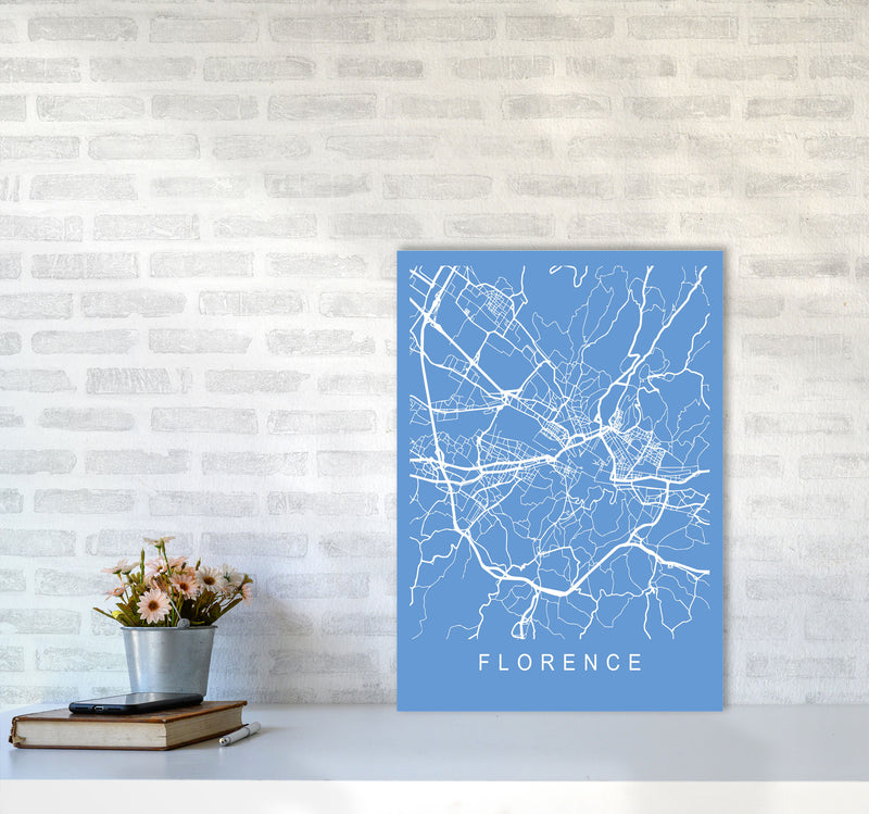 Florence Map Blueprint Art Print by Pixy Paper A2 Black Frame