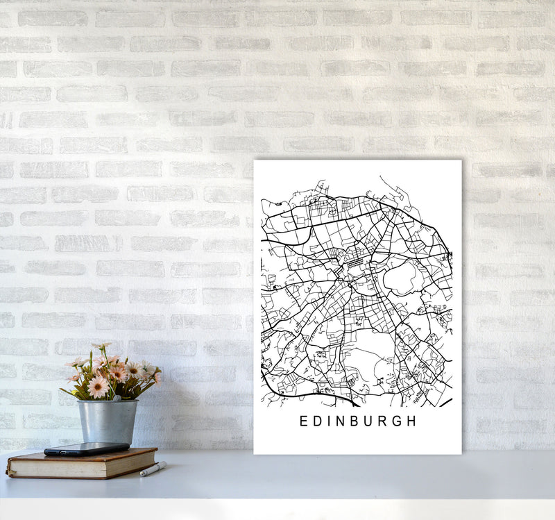 Edinburgh Map Art Print by Pixy Paper A2 Black Frame