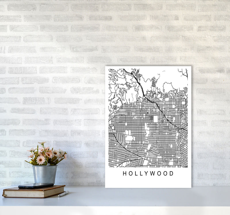 Hollywood Map Art Print by Pixy Paper A2 Black Frame