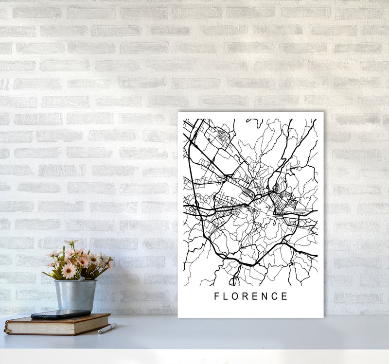 Florence Map Art Print by Pixy Paper A2 Black Frame