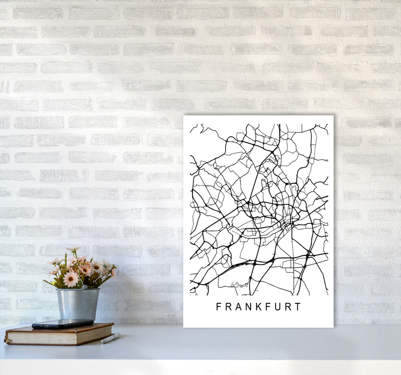 Frankfurt Map Art Print by Pixy Paper A2 Black Frame