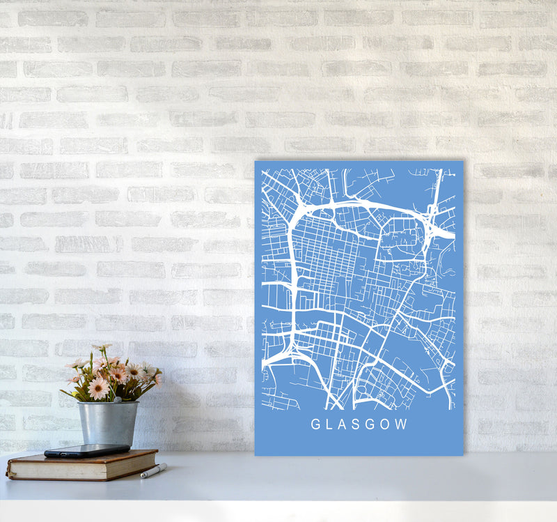 Glasgow Map Blueprint Art Print by Pixy Paper A2 Black Frame
