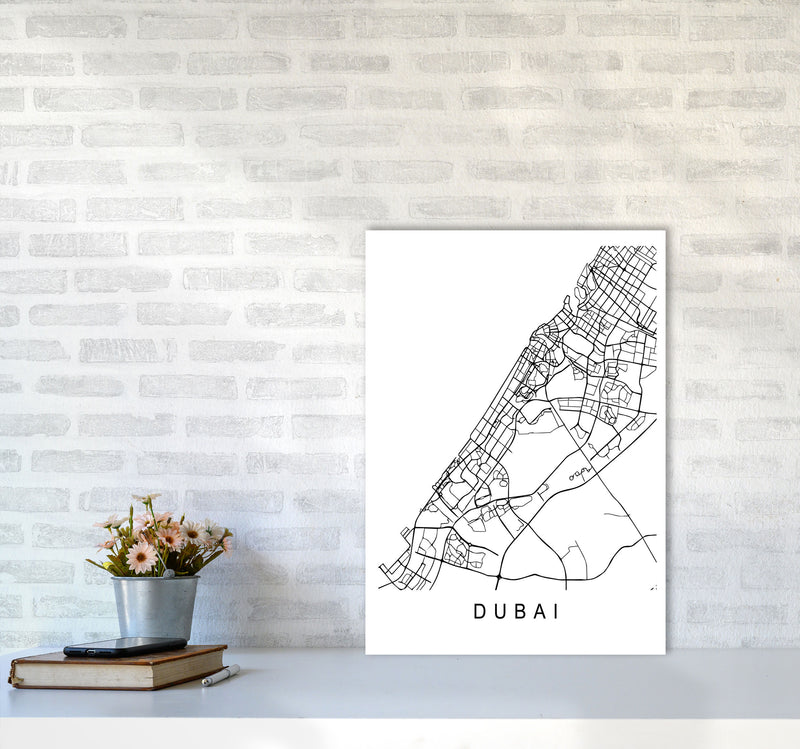 Dubai Map Art Print by Pixy Paper A2 Black Frame
