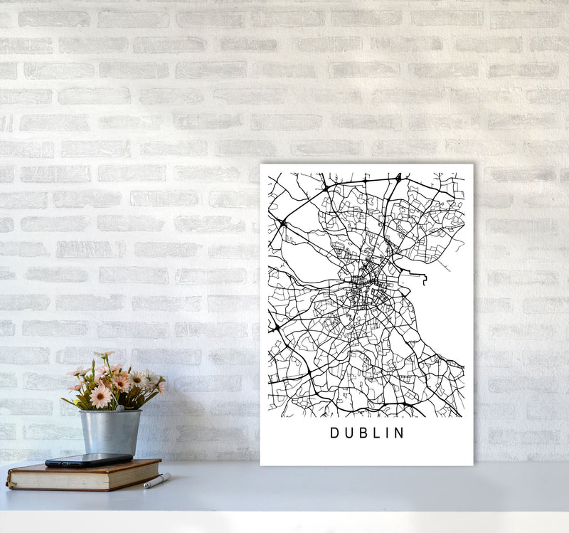 Dublin Map Art Print by Pixy Paper A2 Black Frame