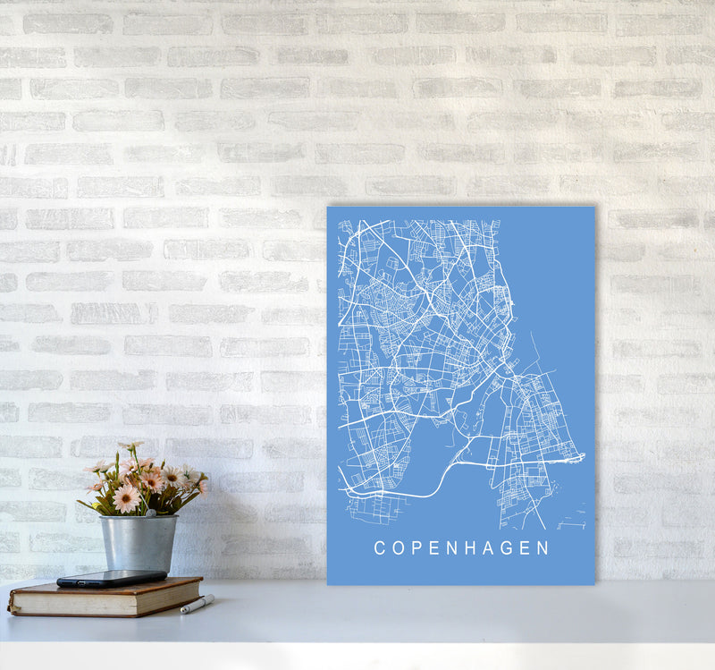 Copenhagen Map Blueprint Art Print by Pixy Paper A2 Black Frame