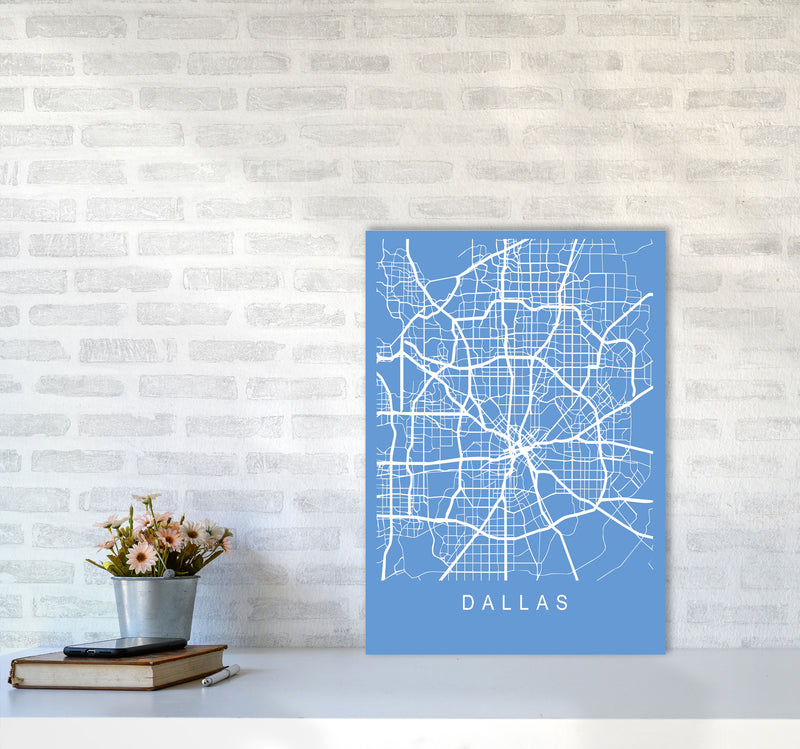 Dallas Map Blueprint Art Print by Pixy Paper A2 Black Frame