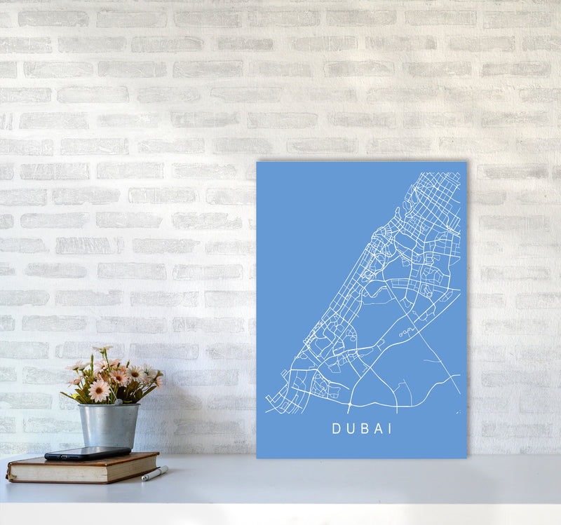 Dubai Map Blueprint Art Print by Pixy Paper A2 Black Frame