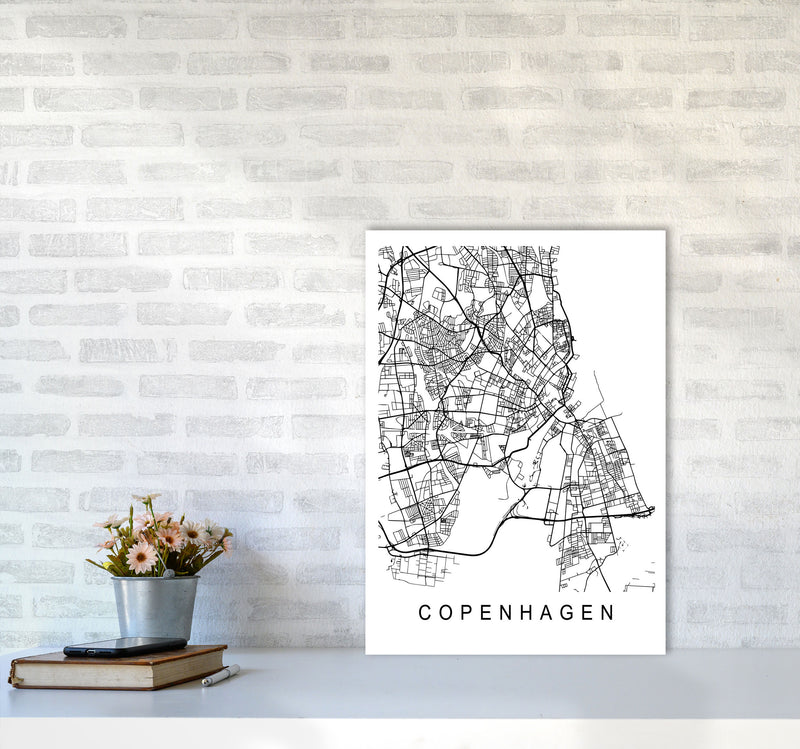 Copenhagen Map Art Print by Pixy Paper A2 Black Frame