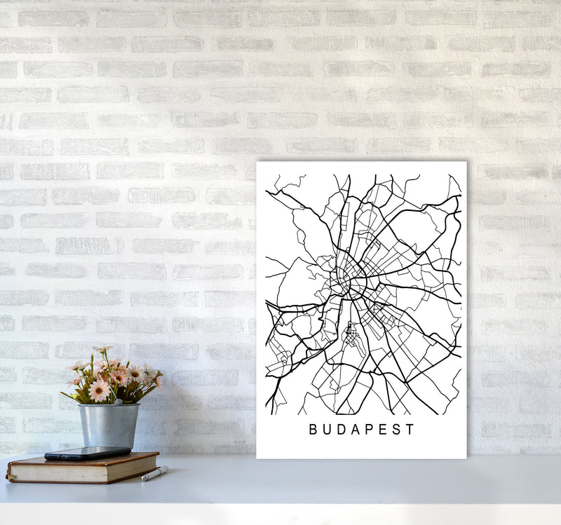 Budapest Map Art Print by Pixy Paper A2 Black Frame
