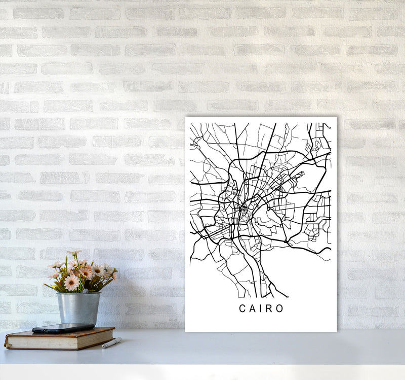 Cairo Map Art Print by Pixy Paper A2 Black Frame