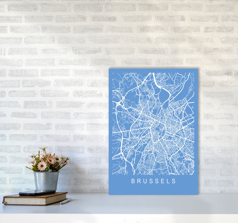 Brussels Map Blueprint Art Print by Pixy Paper A2 Black Frame