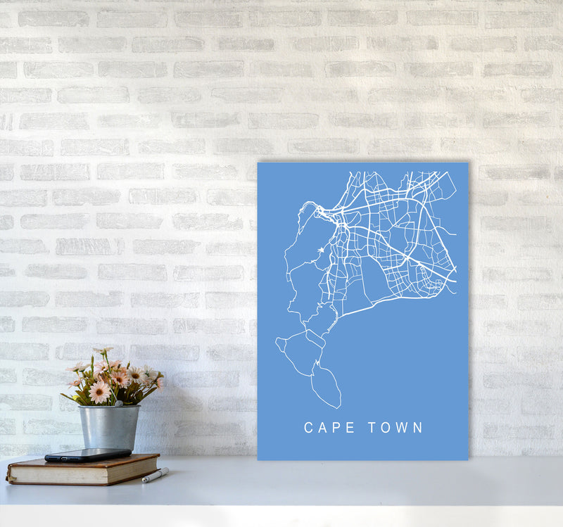 Cape Town Map Blueprint Art Print by Pixy Paper A2 Black Frame
