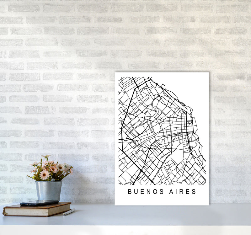 Buenos Aires Map Art Print by Pixy Paper A2 Black Frame