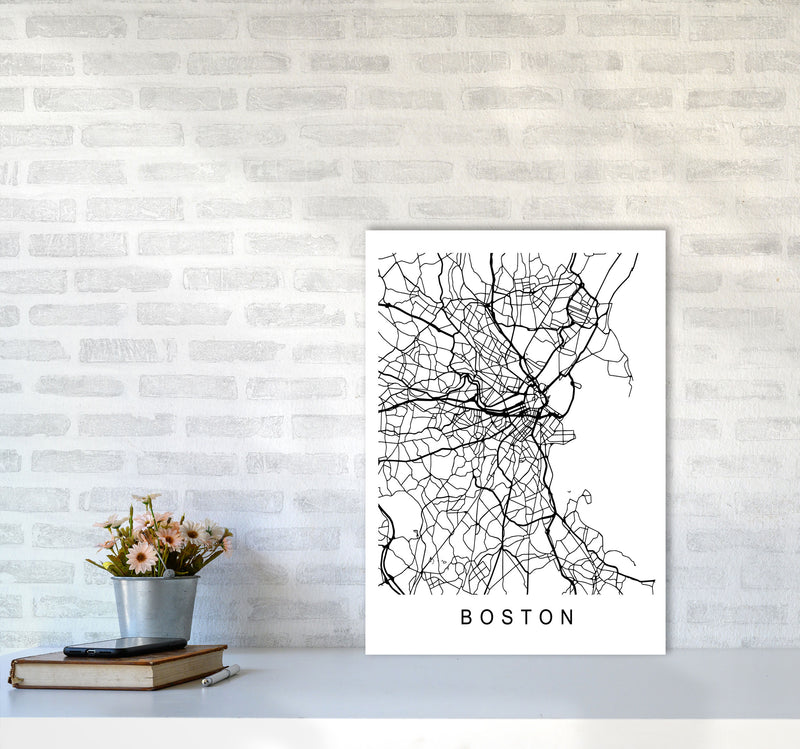 Boston Map Art Print by Pixy Paper A2 Black Frame