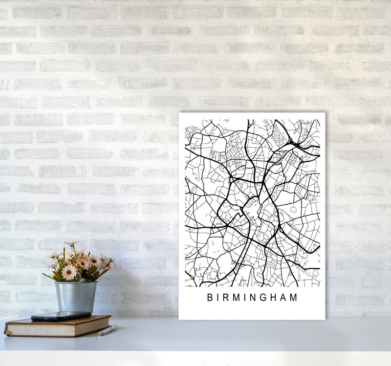 Birmingham Map Art Print by Pixy Paper A2 Black Frame