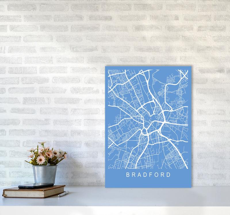 Bradford Map Blueprint Art Print by Pixy Paper A2 Black Frame