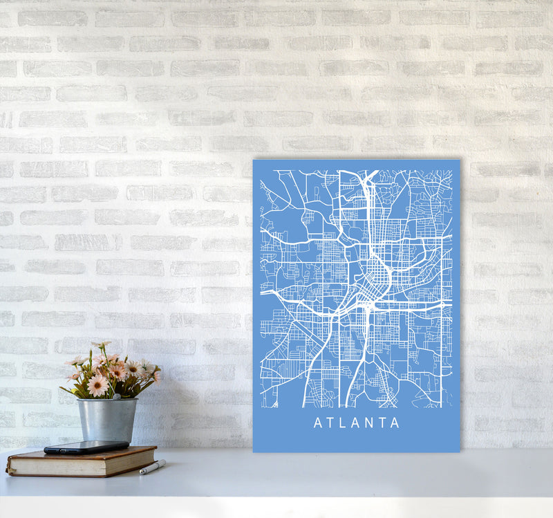Atlanta Map Blueprint Art Print by Pixy Paper A2 Black Frame