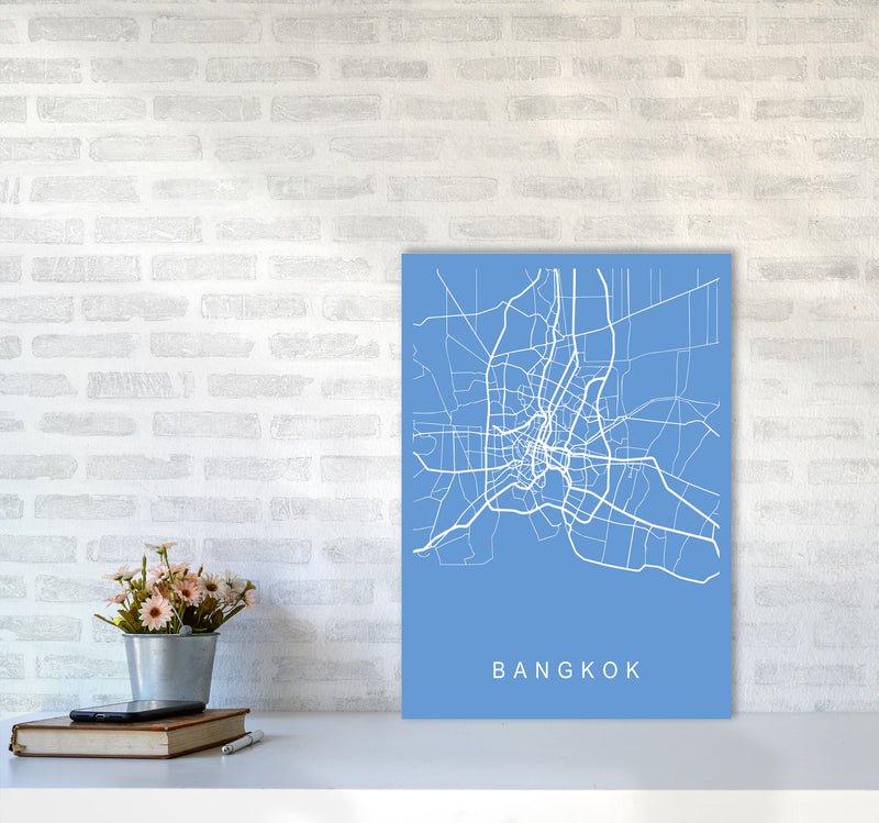 Bangkok Map Blueprint Art Print by Pixy Paper A2 Black Frame