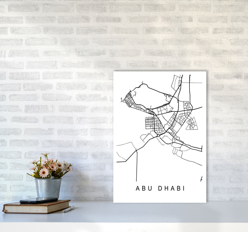 Abu Dhabi Map Art Print by Pixy Paper A2 Black Frame