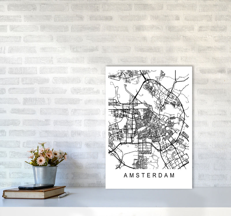 Amsterdam Map Art Print by Pixy Paper A2 Black Frame