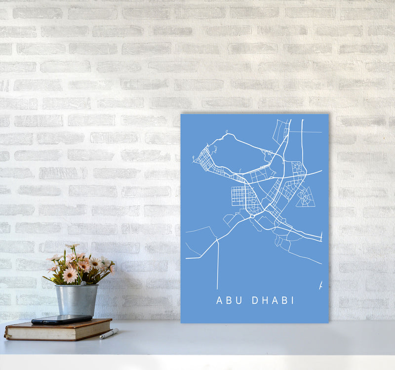 Abu Dhabi Map Blueprint Art Print by Pixy Paper A2 Black Frame