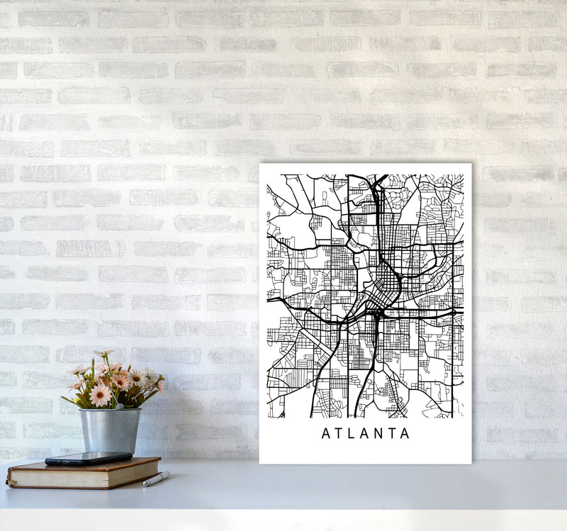 Atlanta Map Art Print by Pixy Paper A2 Black Frame