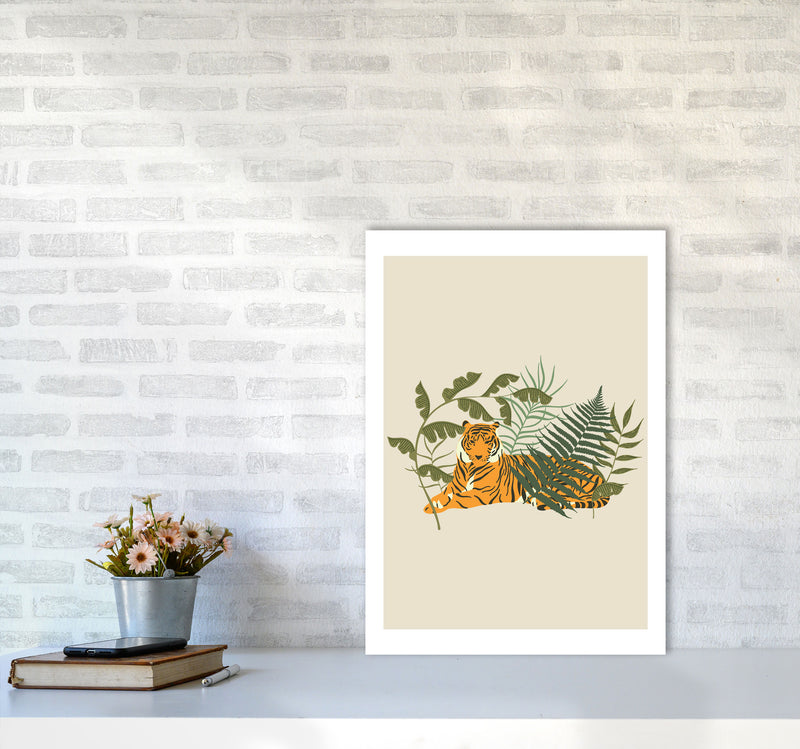 Wild Collection Resting Tiger Art Print by Pixy Paper A2 Black Frame