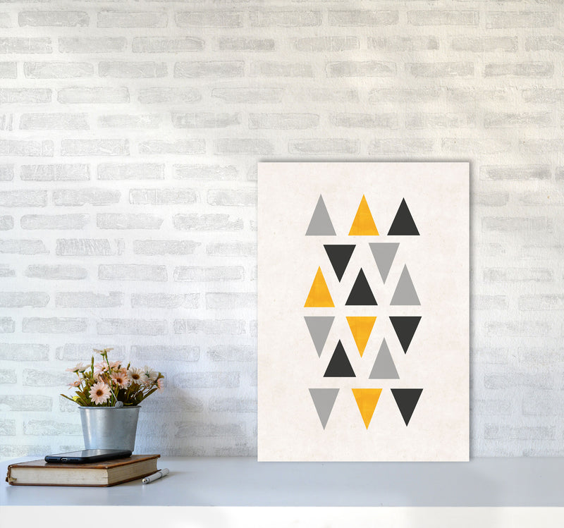 Small triangles mix mustard Art Print by Pixy Paper A2 Black Frame