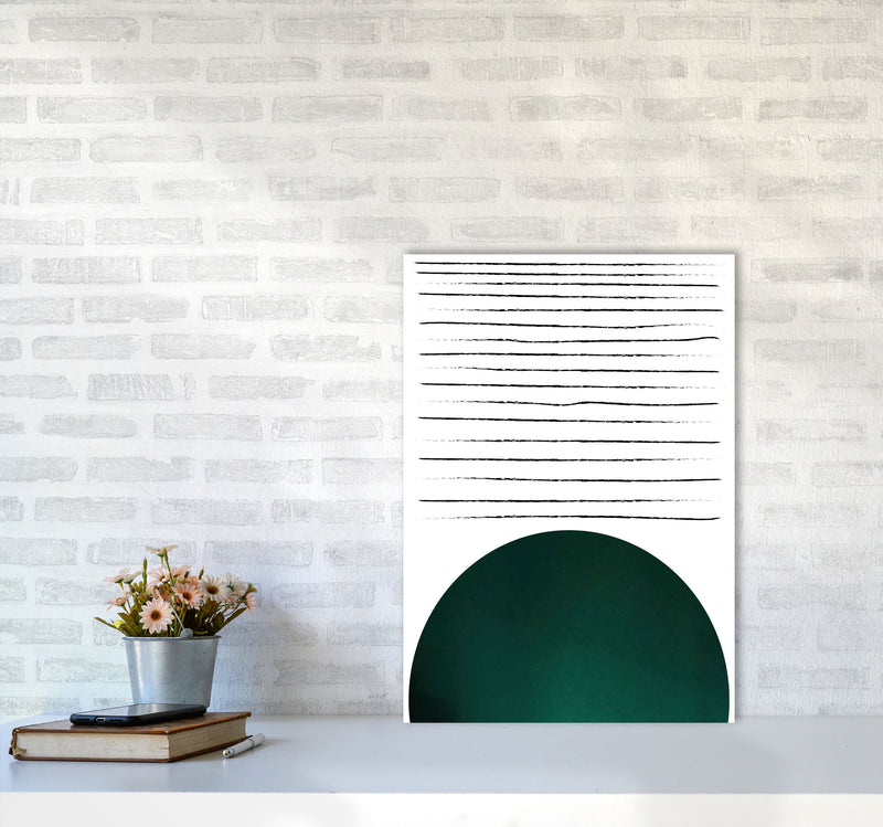 Sun lines emerald Art Print by Pixy Paper A2 Black Frame