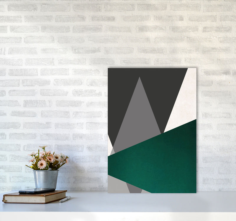 Large triangles emerald Art Print by Pixy Paper A2 Black Frame