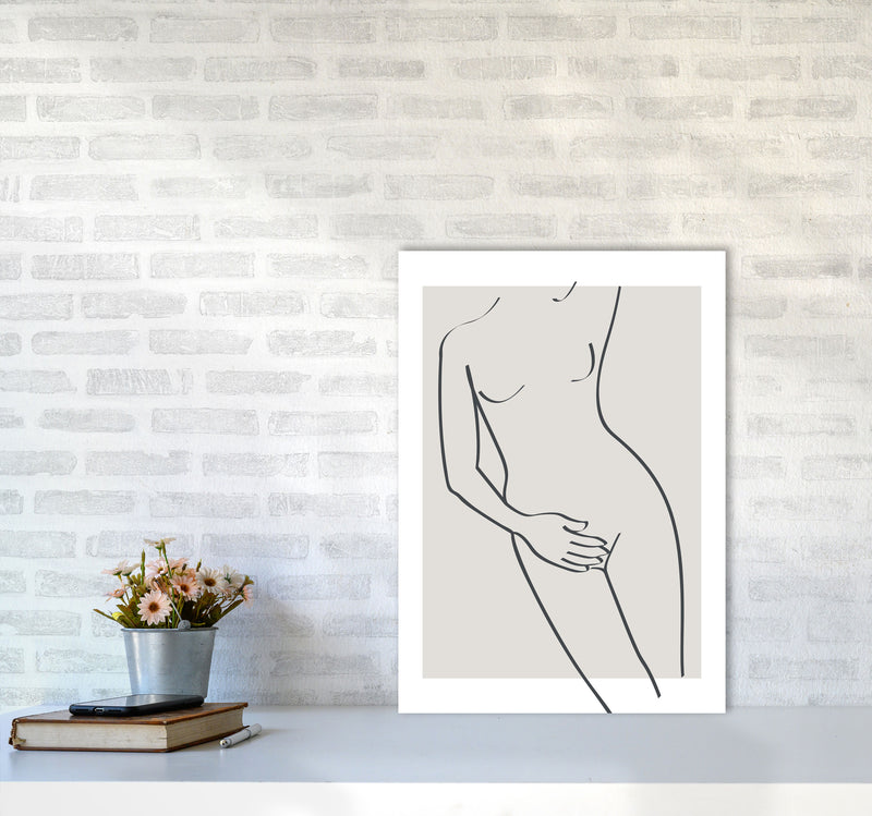 Inspired Stone Woman Line Art Black Art Print by Pixy Paper A2 Black Frame