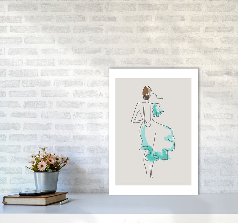 Inspired Stone Woman in Dress Line Art Art Print by Pixy Paper A2 Black Frame