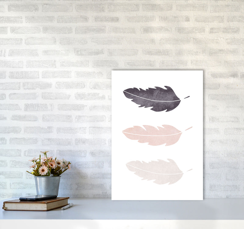 Feathers pink cotton Art Print by Pixy Paper A2 Black Frame