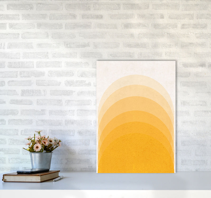 Gradient Sun rising mustard Art Print by Pixy Paper A2 Black Frame
