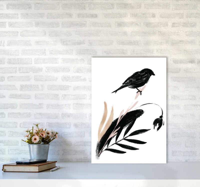 Delicate Floral Bird 04 Art Print by Pixy Paper A2 Black Frame